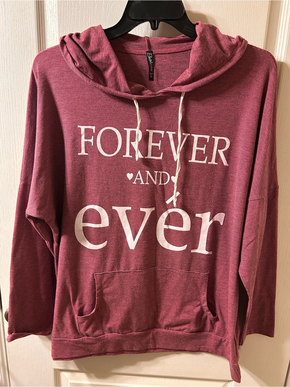 Electric Pink Mauve Pink 'Forever and Ever' Hooded Soft long sleeve Tee